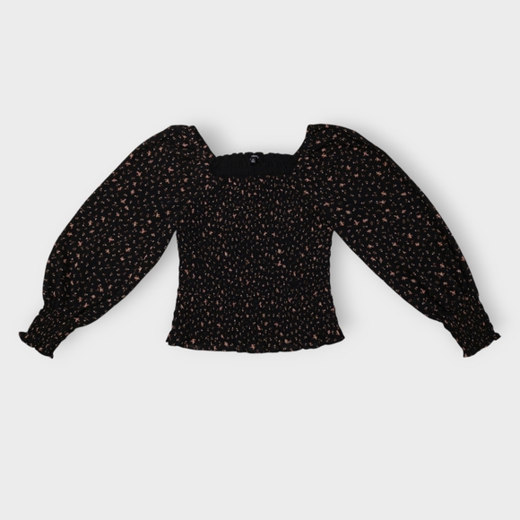 Madewell Georgette Lucie Bubble-Sleeve Smocked Top in Stem Scatter Size XXS - Picture 4 of 10